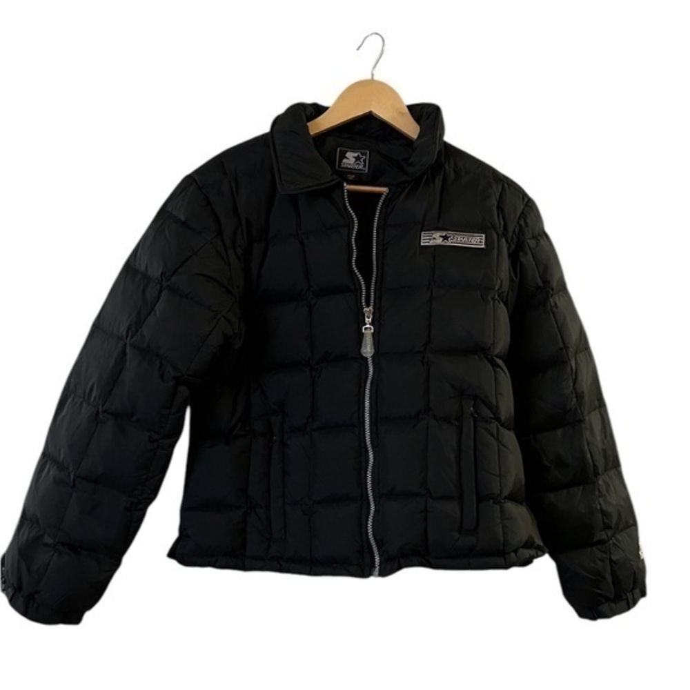 STARTER Vintage Black Square Quilted Down Filled Puffer Coat, M